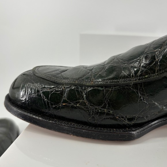 Vintage FootJoy Genuine Alligator Crocodile Loafer Green Exotic Leather Men 10.5 main image 8